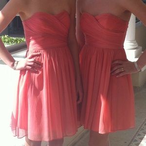 Coral strapless J. Crew dress